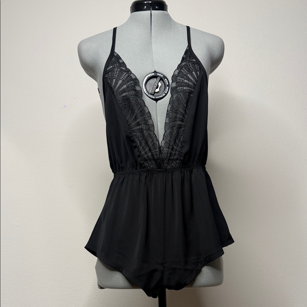 Bluebella Black Lace Plunge Romper NWT Sheer Lace Bodysuit Lingerie Size S